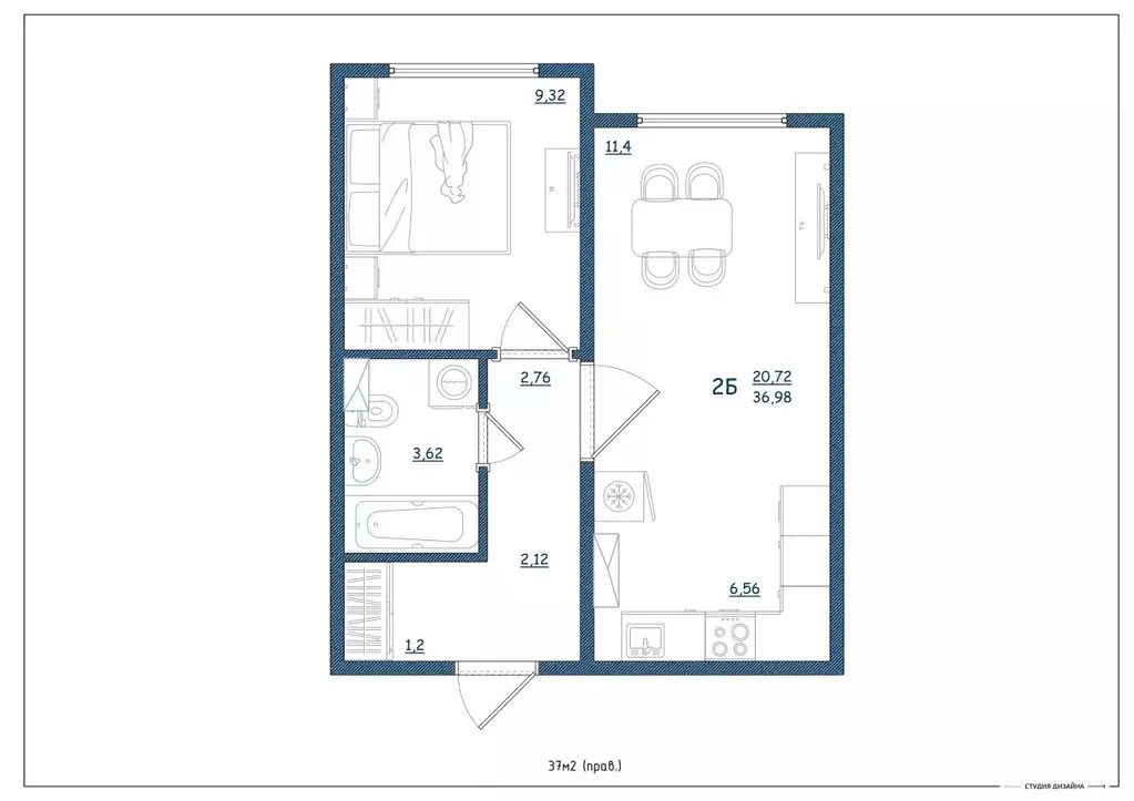 2-к кв. Тверская область, Тверь ул. Левитана, 93А (37.0 м) - Фото 2