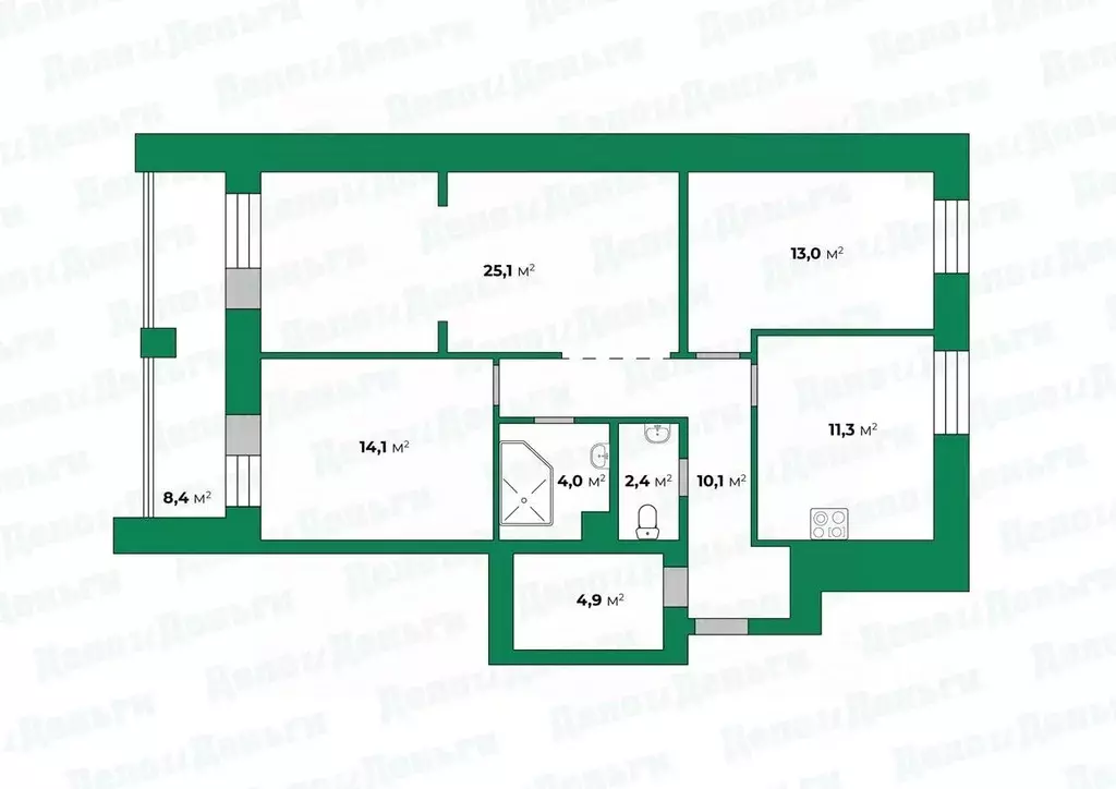 3-к кв. Кировская область, Киров Профсоюзная ул., 54 (85.0 м) - Фото 1