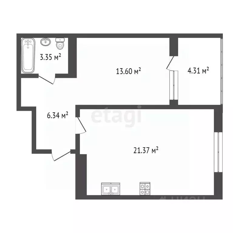 1-к кв. Татарстан, Набережные Челны ул. Николая Иванцова, 9 (46.81 м) - Фото 1