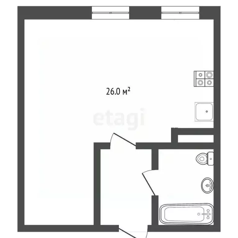 Студия Тюменская область, Тюмень ул. Дмитрия Менделеева, 2 (32.0 м) - Фото 2