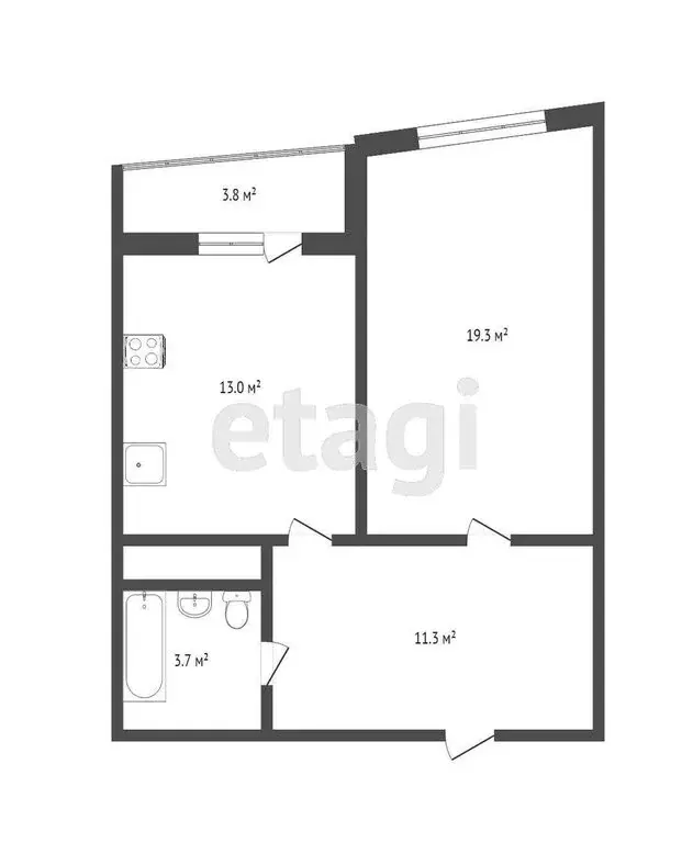 1-комнатная квартира: Тюмень, Заречный проезд, 41 (47.3 м) - Фото 0