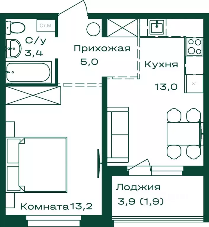 1-к кв. Алтай, Майминский район, с. Майма  (36.5 м) - Фото 0