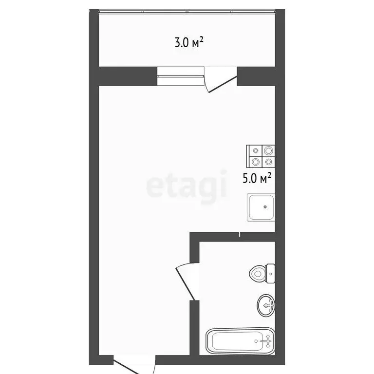Квартира-студия: Тюмень, улица Новосёлов, 117 (15.8 м) - Фото 1
