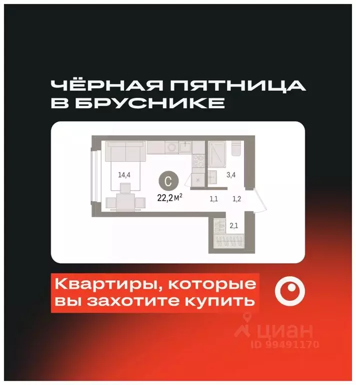 Студия Новосибирская область, Новосибирск ул. Аэропорт, 88 (22.16 м) - Фото 0