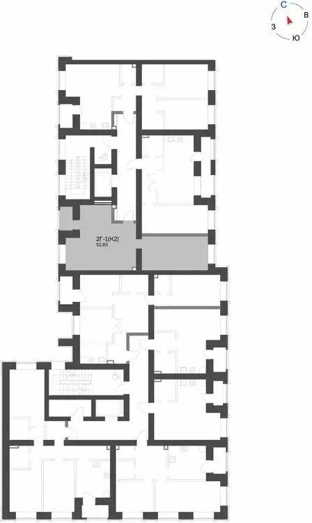 2-комнатная квартира: Нижнекамск, 15-й микрорайон, ЖК Калина (52.83 м) - Фото 1