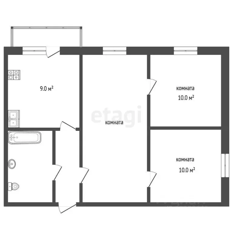 3-к кв. Тюменская область, Тюмень ул. Федюнинского, 56к2 (56.2 м) - Фото 1