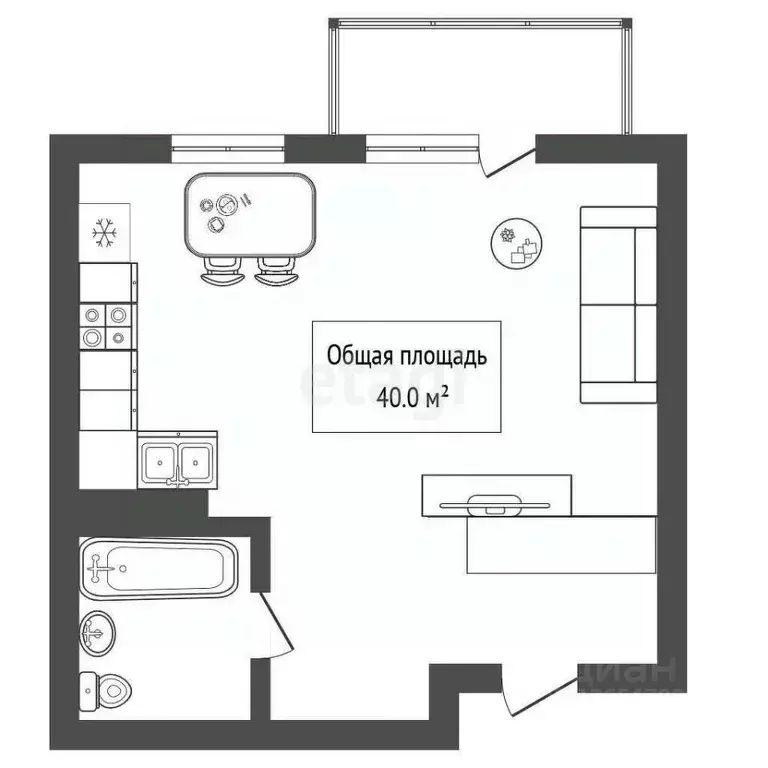 Студия Новосибирская область, Новосибирск Узловая ул., 8/1 (40.0 м) - Фото 0
