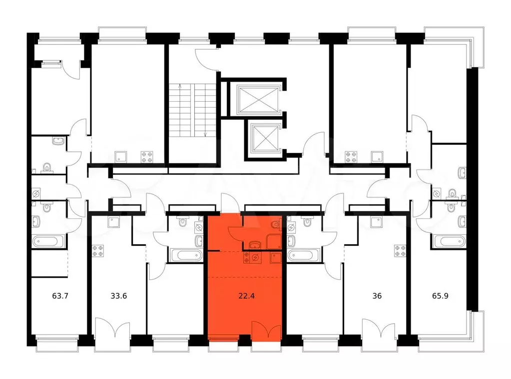 Квартира-студия, 22,4 м, 7/12 эт. - Фото 1