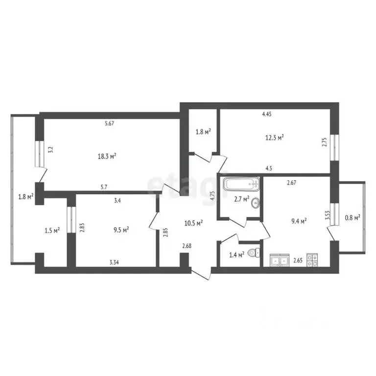 3-к кв. Крым, Феодосия ул. Челнокова, 96 (70.0 м) - Фото 2