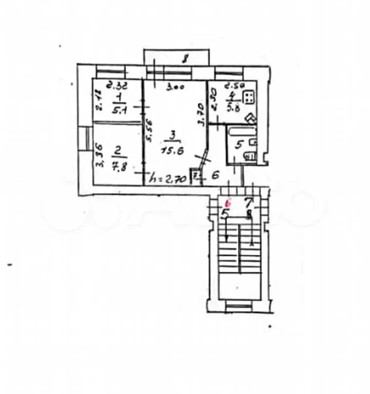 3-к. квартира, 41,8 м, 2/5 эт. - Фото 0