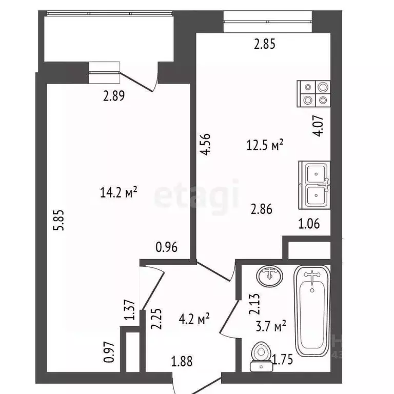 1-к кв. Санкт-Петербург ул. Русановская, 16к3 (34.6 м) - Фото 1