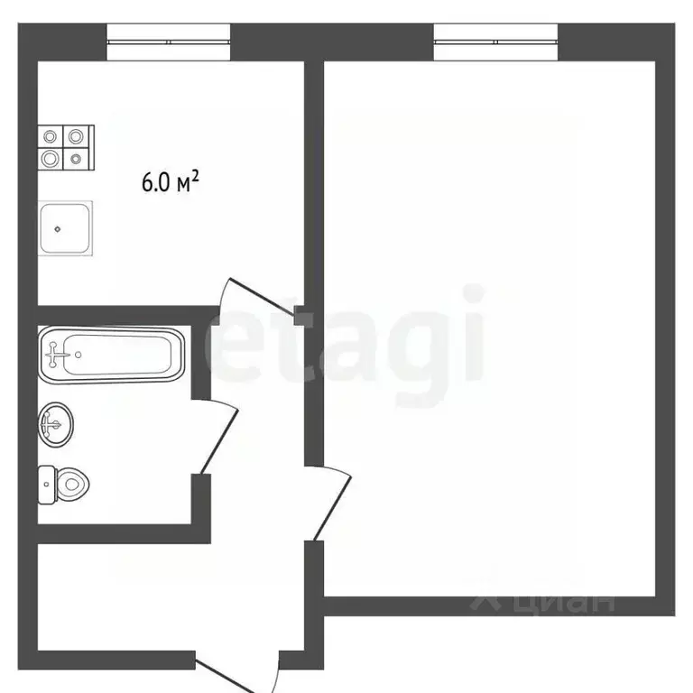 1-к кв. Тюменская область, Тюмень ул. Коммунаров, 4 (33.0 м) - Фото 2
