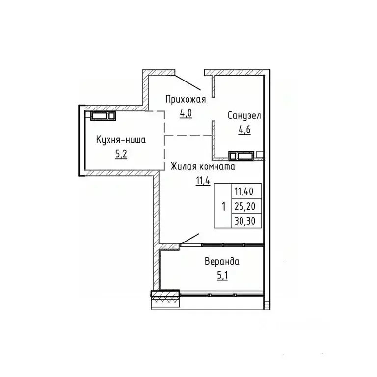 2-к кв. Приморский край, Владивосток Днепровская ул. (30.3 м) - Фото 1