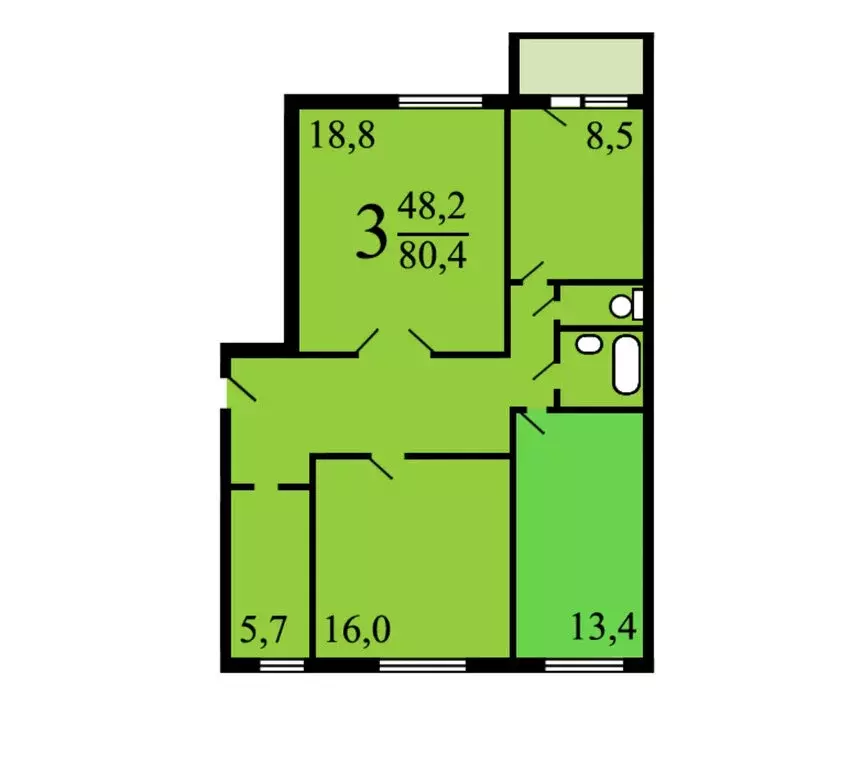 3-комнатная квартира: Москва, Новомарьинская улица, 14/15 (80.4 м) - Фото 1