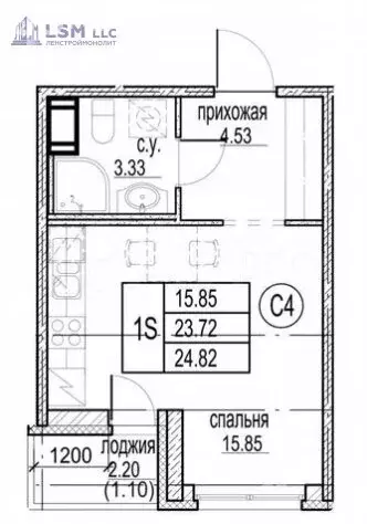 Квартира-студия: Кудрово, Солнечная улица, 12 (26.1 м) - Фото 0