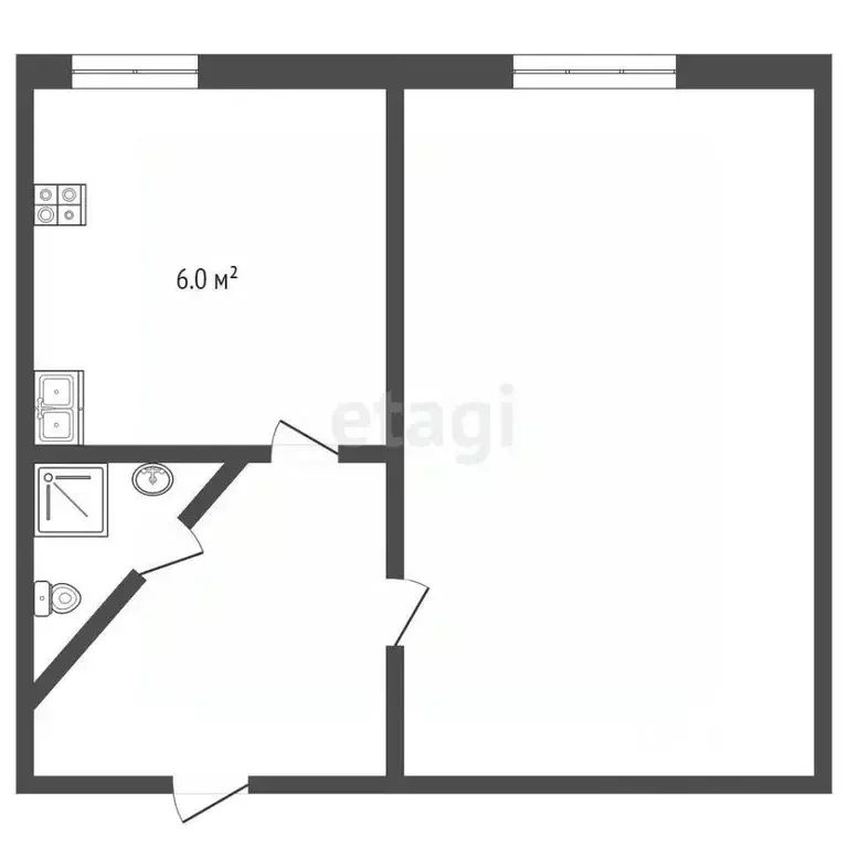 1-к кв. Крым, Сакский район, с. Молочное ул. Школьная, 1 (28.2 м) - Фото 2