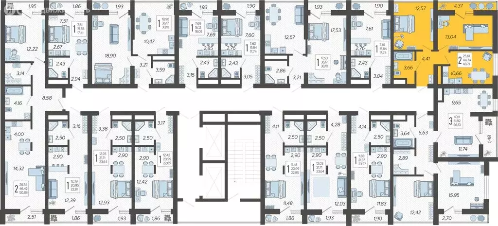 2-комнатная квартира: Сочи, жилой комплекс Кислород, 13 (48.71 м) - Фото 1