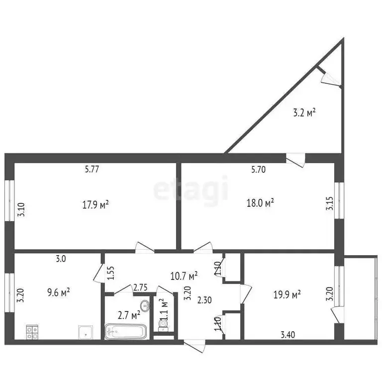 3-комнатная квартира: 6-й микрорайон, 20 (76 м) - Фото 0