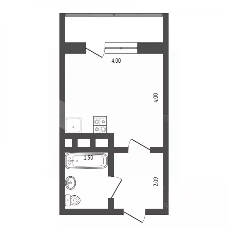 Студия Тюменская область, Тюмень ул. Газопромысловая, 8 (24.0 м) - Фото 2