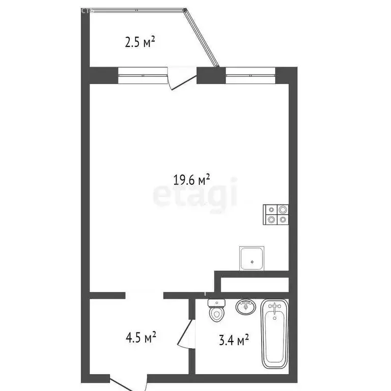 Квартира-студия: Тюмень, улица Беляева, 33к2 (27.5 м) - Фото 0