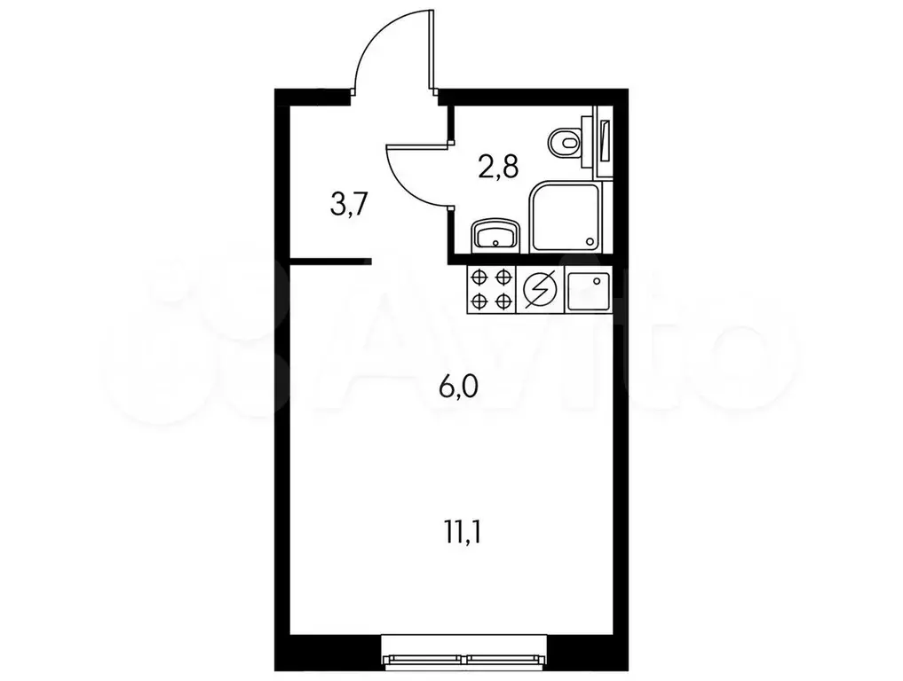 Квартира-студия, 23,6 м, 6/22 эт. - Фото 0