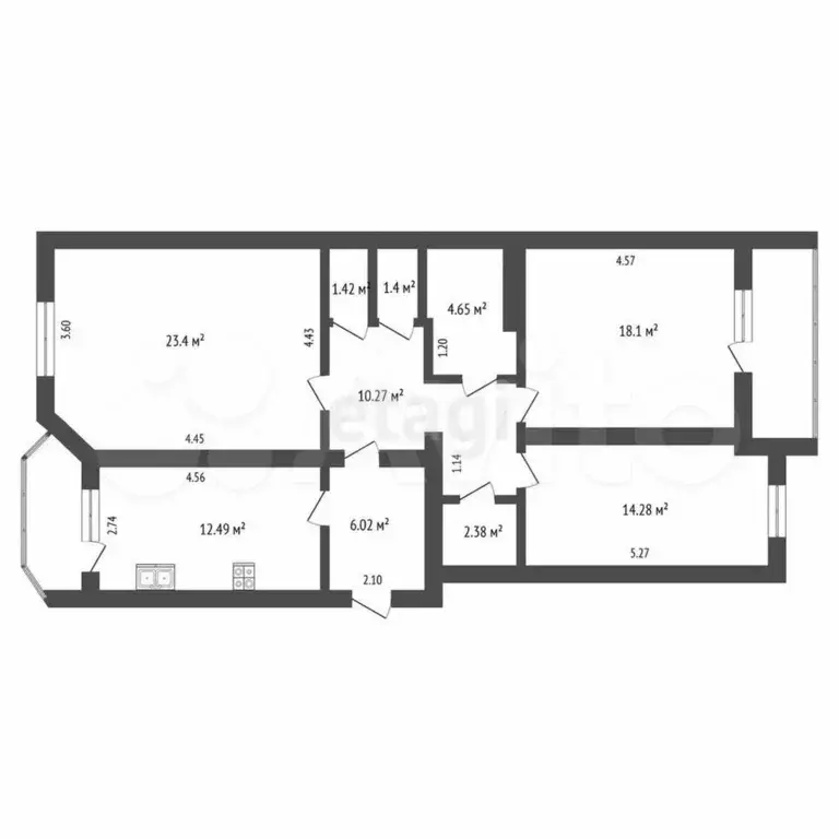 3-к. квартира, 94,4 м, 5/10 эт. - Фото 0