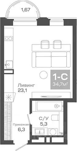 Студия Новосибирская область, Новосибирск Академгородок мкр, ул. Мусы ... - Фото 0