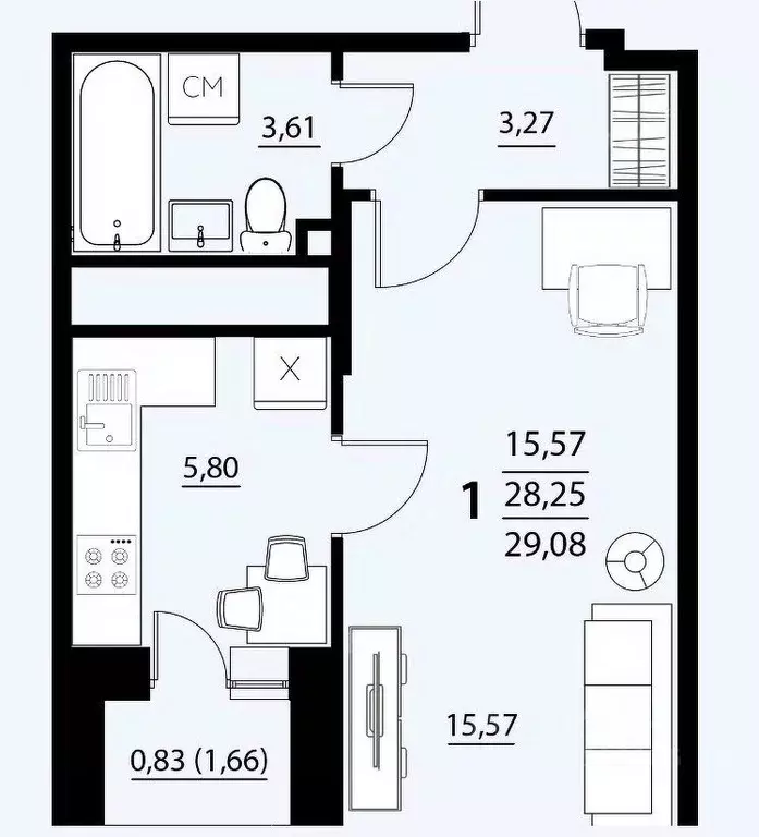 1-к кв. Белгородская область, Белгородский район, Дубовское с/пос, с. ... - Фото 1