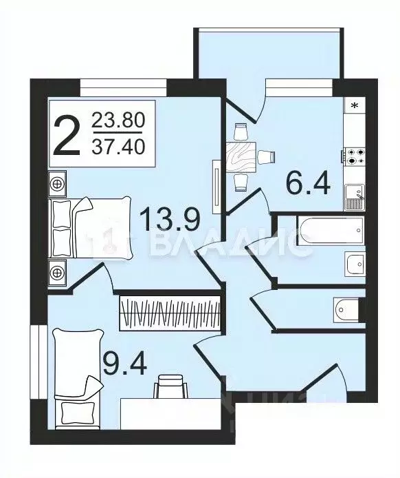 2-к кв. Москва Мастеровая ул., 17/1К1 (37.4 м) - Фото 1