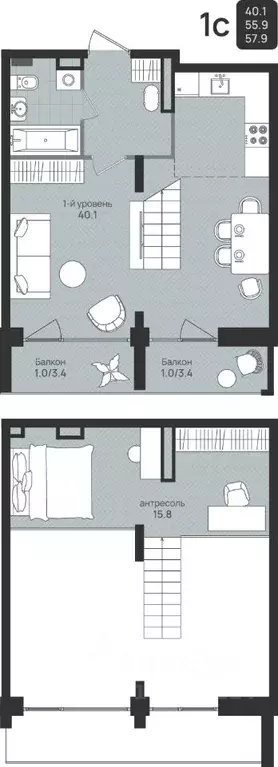 Студия Пермский край, Пермь ул. Космонавта Беляева, 210 (57.9 м) - Фото 1