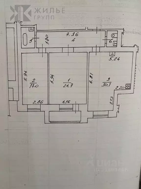 3-к кв. Татарстан, Казань ул. Абсалямова, 13 (94.0 м) - Фото 1