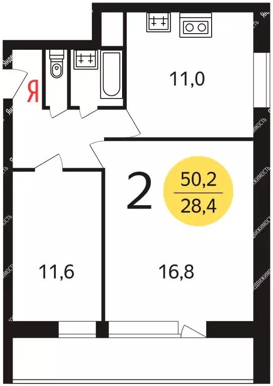 2-комнатная квартира: москва, краснодарская улица, 51к2 (52 м) - Фото 0