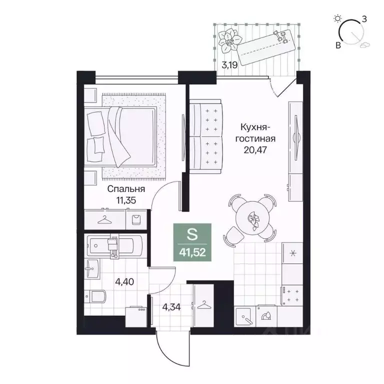 1-к кв. Волгоградская область, Волгоград просп. Имени В.И. Ленина, 59Г ... - Фото 1