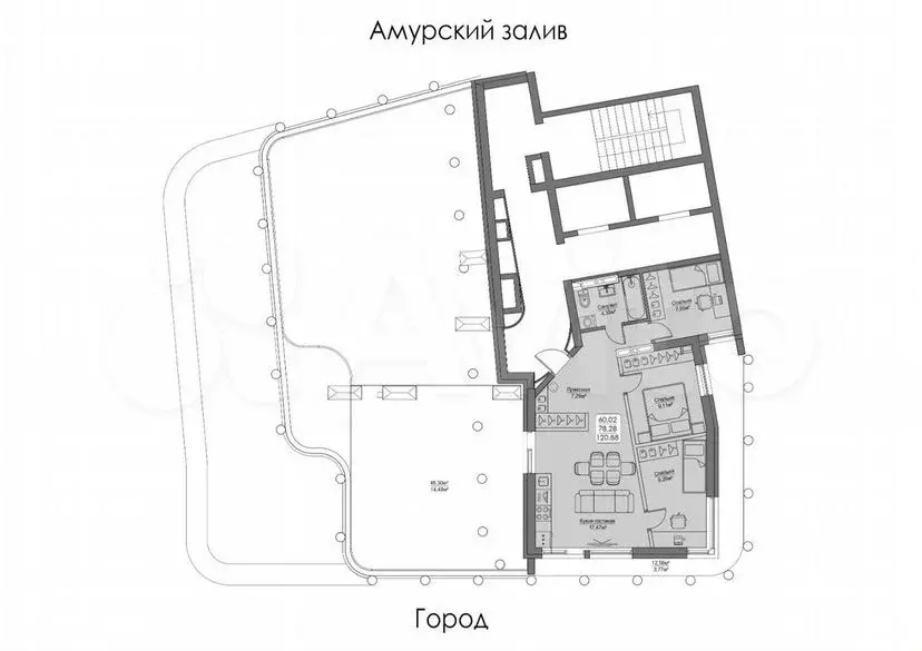 1-к. квартира, 78,3м, 13/27эт. - Фото 1