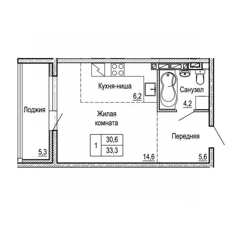 1-к кв. Приморский край, Владивосток На Черняховского жилой квартал,  ... - Фото 1