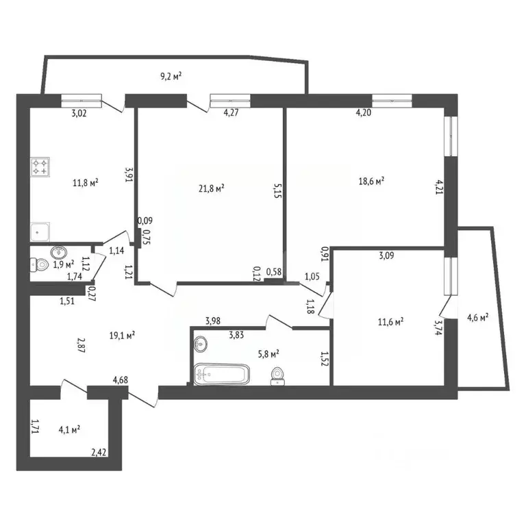3-к кв. Башкортостан, Уфа ул. Георгия Мушникова, 15/1 (94.0 м) - Фото 1