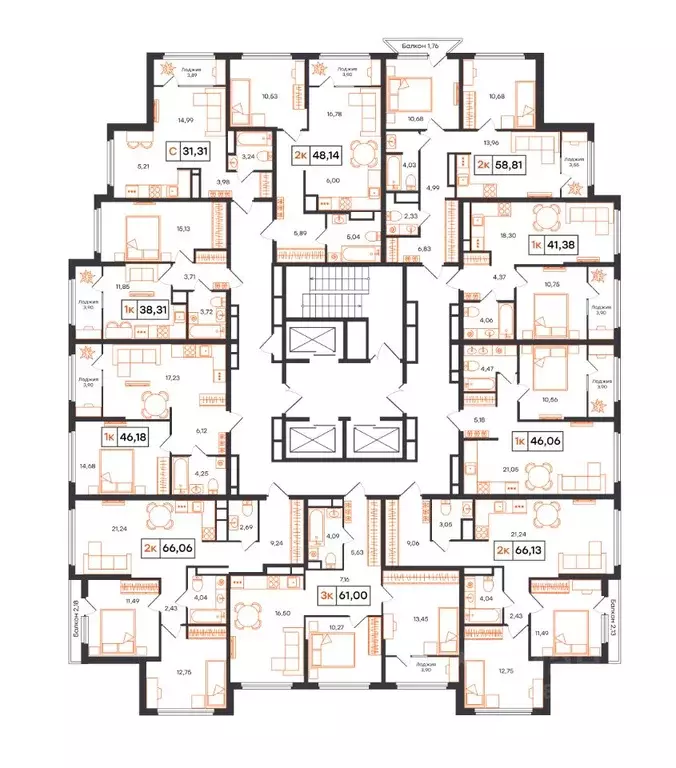 2-к кв. Тюменская область, Тюмень ул. Бориса Прудаева, 7 (66.06 м) - Фото 2