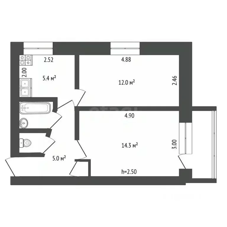 2-к кв. Владимирская область, Ковров ул. Фурманова, 18 (40.8 м) - Фото 2