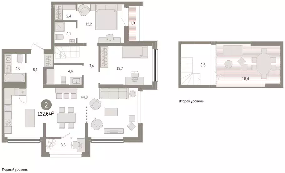 2-комнатная квартира: Тюмень, улица Павла Фитина, 3 (122 м) - Фото 2