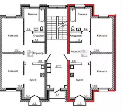 2-к. квартира, 57 м, 3/4 эт. - Фото 0