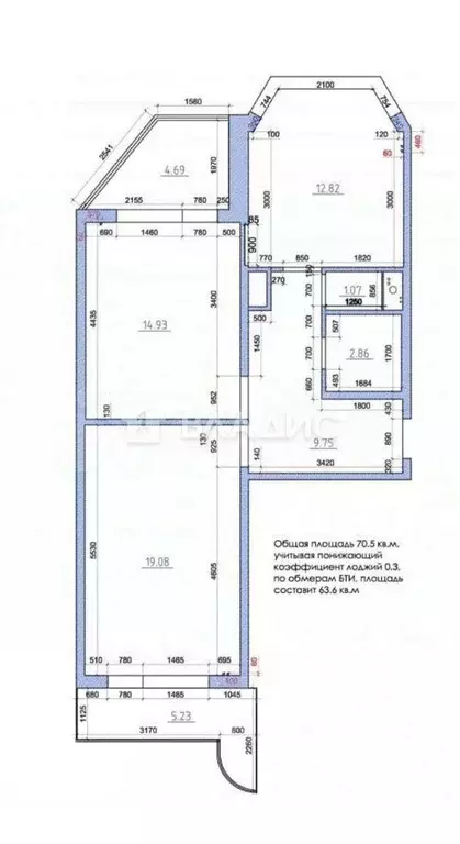 2-к кв. Московская область, Одинцово Можайское ш., 45а (64.0 м) - Фото 0