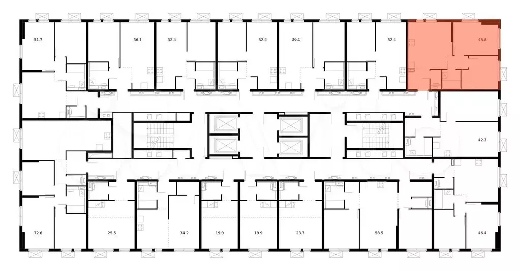 2-к. квартира, 48,8 м, 23/33 эт. - Фото 1