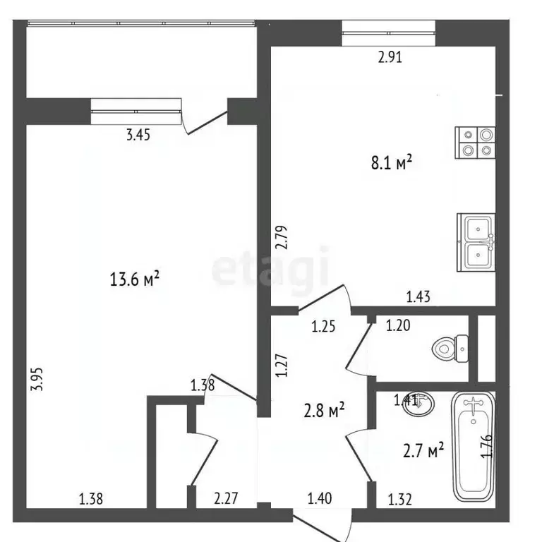 1-к кв. Самарская область, Самара Ново-Садовая ул., 204 (31.0 м) - Фото 2