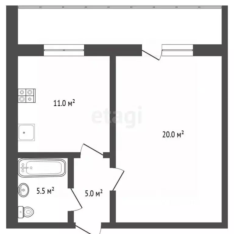 1-к кв. Тюменская область, Тюмень ул. Избышева, 6 (41.5 м) - Фото 1