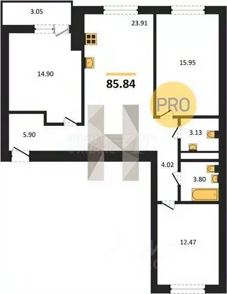 3-к кв. Калининградская область, Калининград Коммунистическая ул., 26 ... - Фото 2