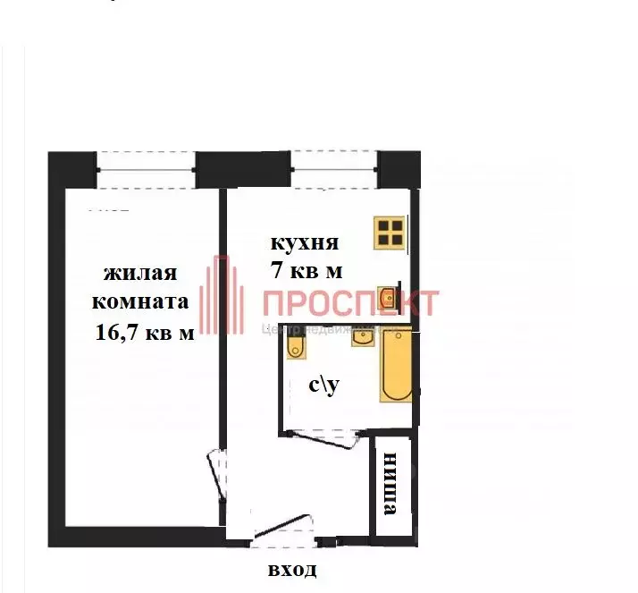 1-к кв. Пензенская область, Пенза ул. Пушанина, 16 (29.2 м) - Фото 2