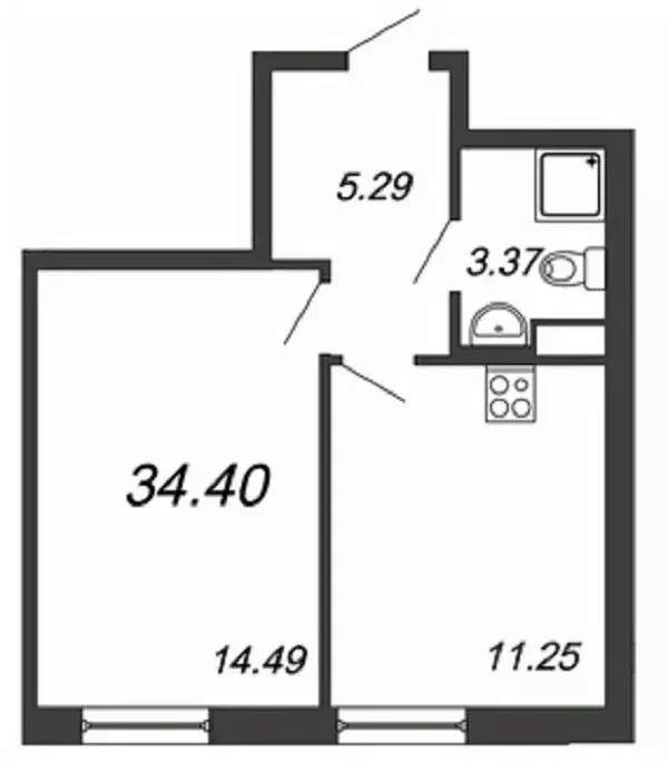 1-к кв. Санкт-Петербург Московское ш., 3к5 (34.7 м) - Фото 1