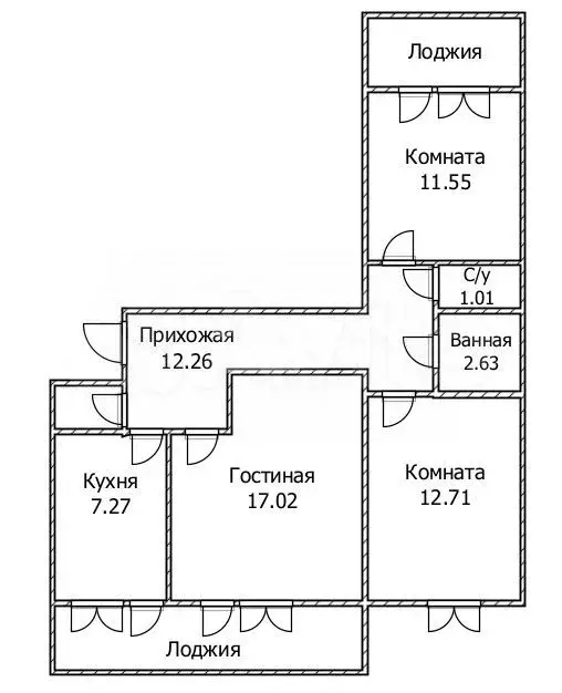 3-к. квартира, 70,9 м, 6/9 эт. - Фото 0
