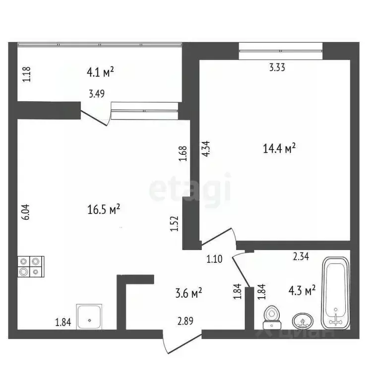 1-к кв. Тюменская область, Тюмень ул. Виктора Тимофеева, 9 (38.8 м) - Фото 1
