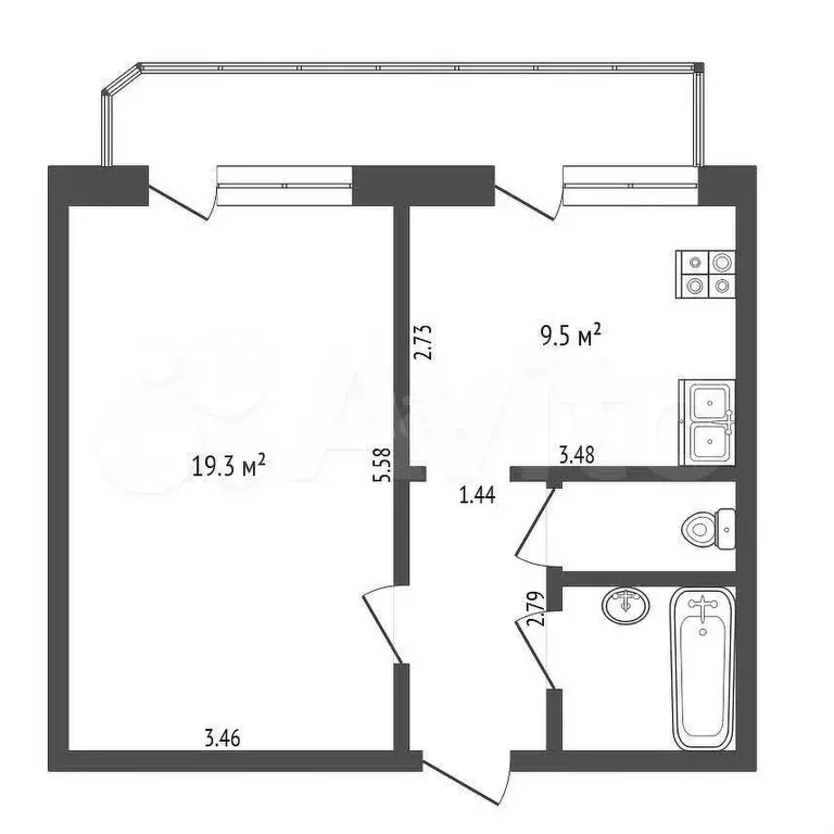 1-к. квартира, 38 м, 7/8 эт. - Фото 0